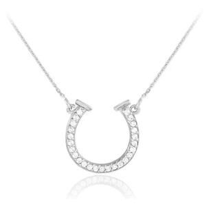 Sterling Silver Bling Cubic Zirconia CZ Horseshoe Equestrian Necklace